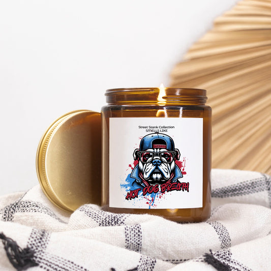 Candle Amber Jar 9oz - SMELLS LIKE HOT DOG BREATH